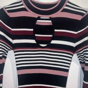 Chesley Pink and Black Striped Knit Top